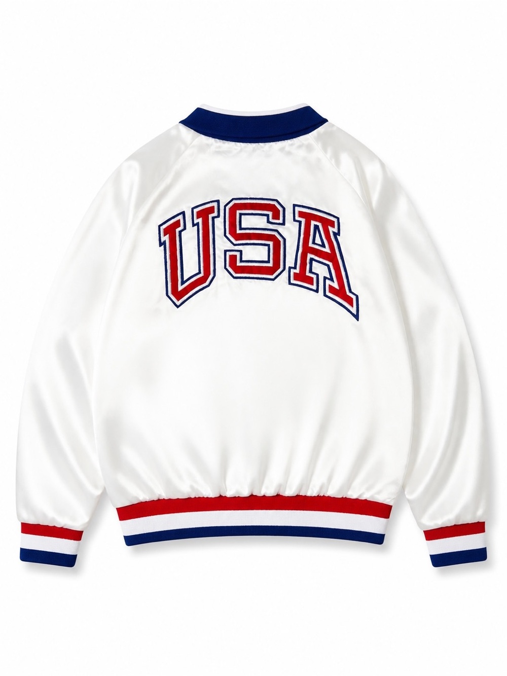 Artex Bomber Jacket Mens Large White 1992 USA Olympic‎ Satin Vintage - Picture 2 of 8